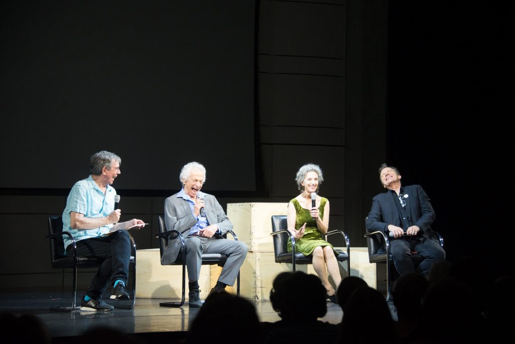 (L to R) Jeff Slayton, Sean Greene, Diana MacNeil, John Pennington enjoying a humorous moment during panel discussion about Rudi Gernreich at the Skirball Cultural Center - Photo: Frances Chee