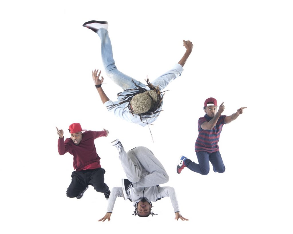Rennie Harris Funkedified - dancers: marcus Tucker (Left), Andrew Ramsey (top), Joshua Culbreath (bottom), Richard Evans, Jr. (right) - Photo by Brian mangini