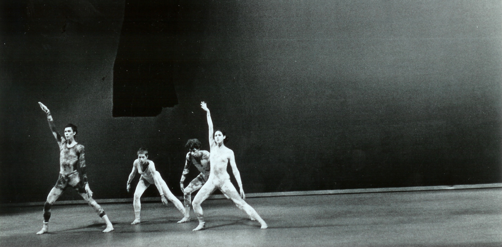 (L to R) Jeff Slayton, Viola Farber, Andé Peck, Anne Koren in "Poor Eddie" (1972) Choreography by Viola Farber - Photo by Mary Lucier