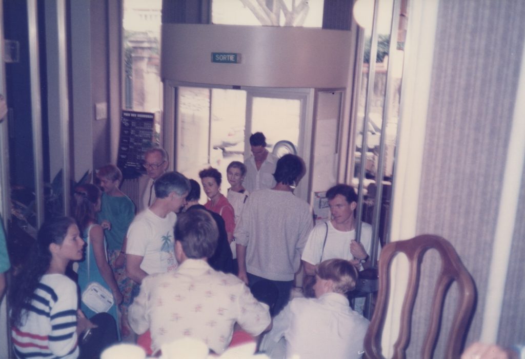 Lobby of hotel in Toulon, France 1986 - Photo courtesy of the author.