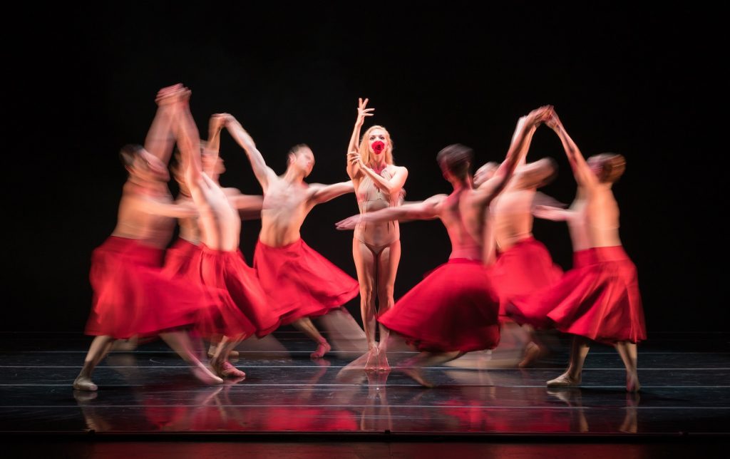 Smuin dancer Erica Felsch as "The Rose" with the Company in Annabelle Lopez Ochoa's "Requiem for a Rose", which enjoyed its West Coast premiere with Smuin in fall 2017. (Photo credit: Keith Sutter)
