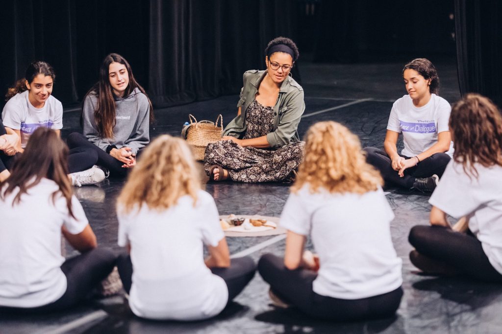 Kama Lightfoot Richetta, a certified council facilitator and MFT leading students in discussion - Photo courtesy of Dance and Dialogue