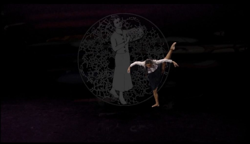Donna Sternberg & Dancers - Stephanie Cheung in "The Vortex" - Artwork by Meredith Tromble - Screenshot by LADC