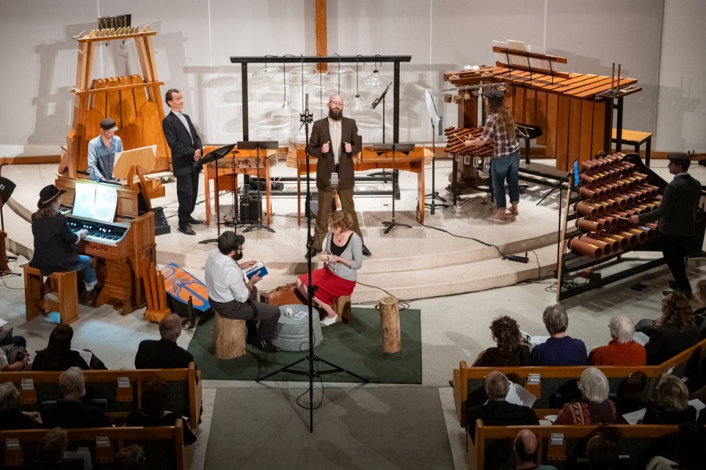 Partch Ensemble performs “The Wayward: Music of Harry Partch” at the First Presbyterian Church of Santa Monica, Nov. 9, 2019. (Photo/Michael Owen Baker)