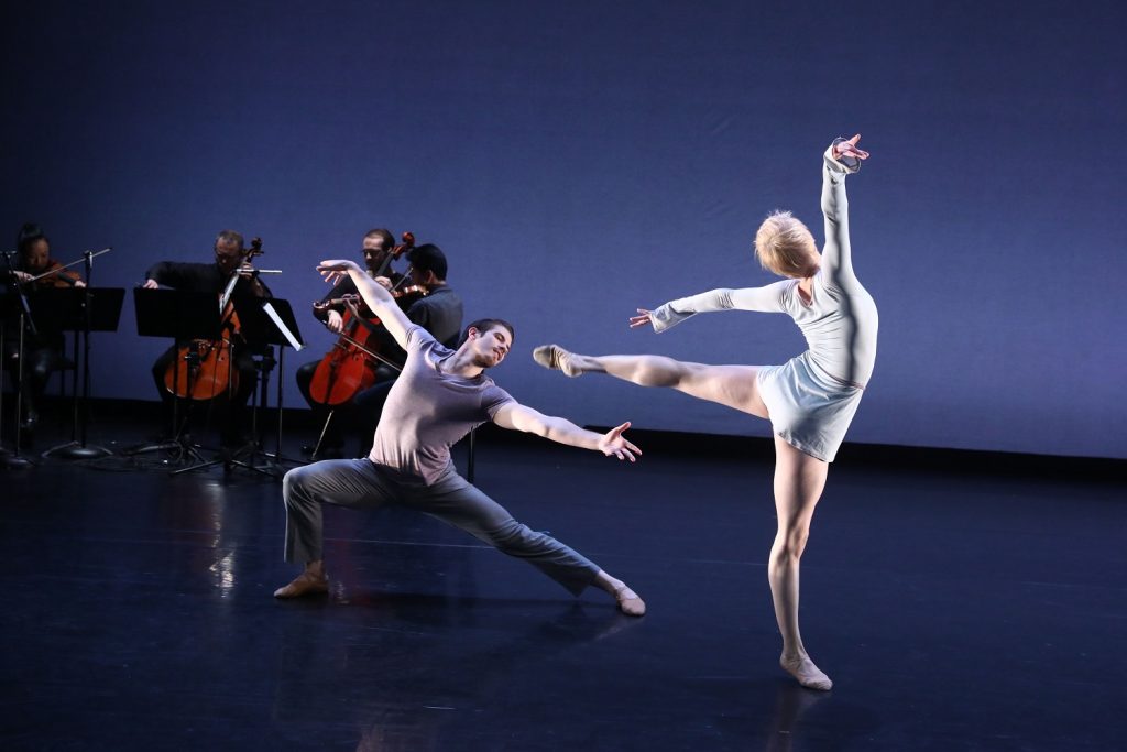 BalletX - Zachary Kapeluck (facing) in a duet from "Increasing" choreography by Matthew Neenan - Photo by Bill Herbert