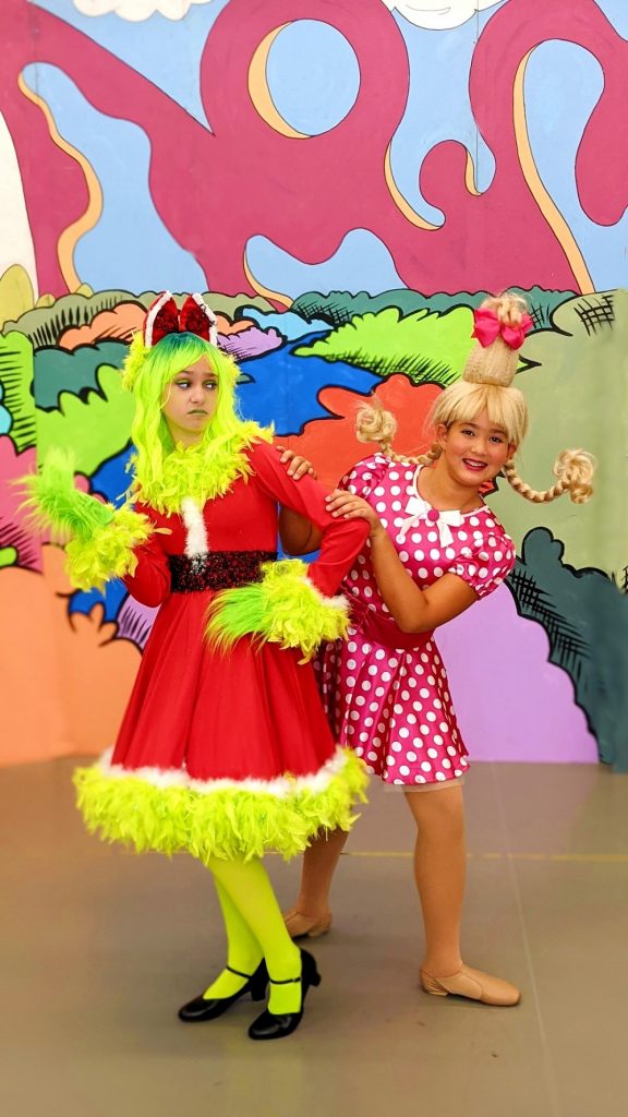 Inland Pacific Ballet Academy - Seussical JR. - (L to R) Kayley Rice as Grinch and Paige Maeda as Cindy Lou Who - Photo by Andrew Gaxiola