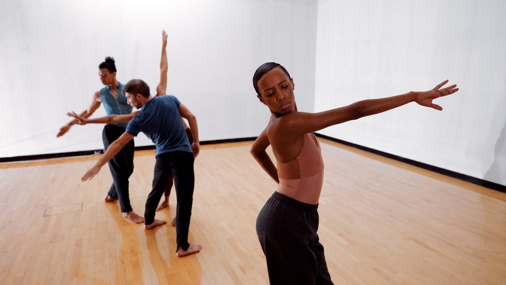 "A Chronicle of a Pivot at a Point in Time" by Jamar Roberts. Featuring Brandon Michael Woolridge, Patrick Coker, and Courtney Celeste Spears. - Photo: Dancing Camera