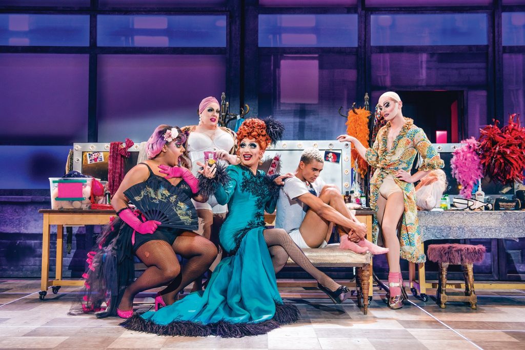 Center L-R: Roy Haylock as 'Hugo/Loco Chanelle' and Layton Williams as 'Jamie New' with the cast of "Everybody's Talking About Jamie" - Photo by Johan Persson