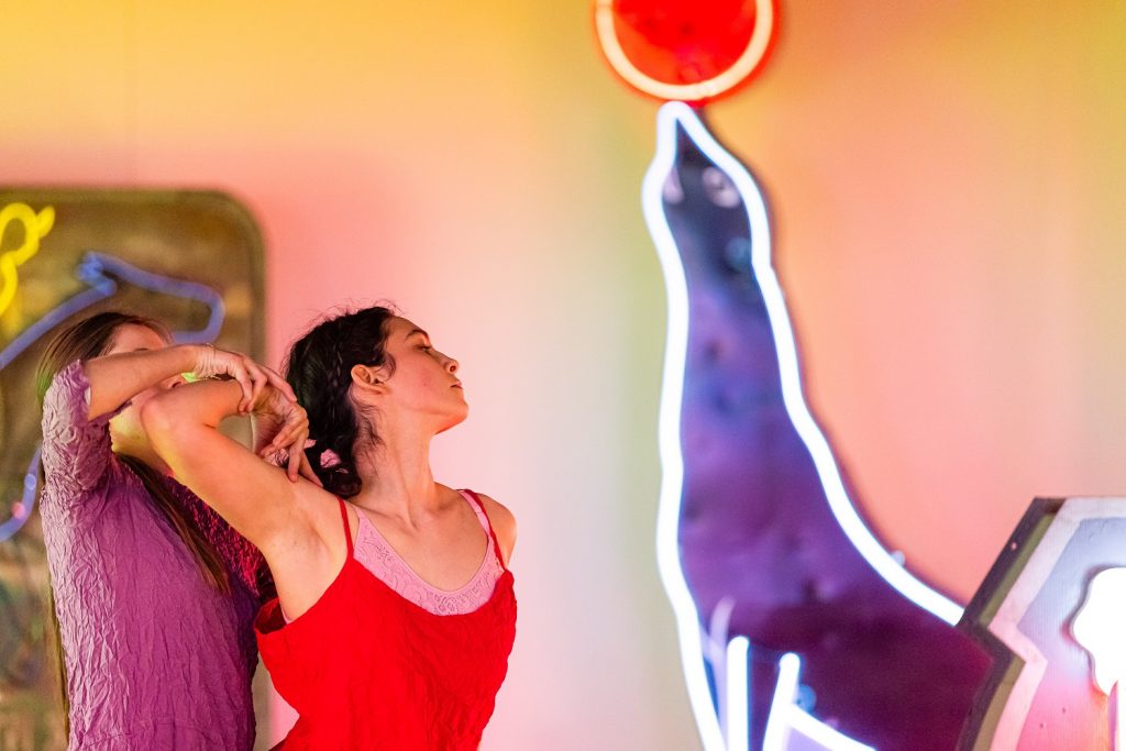 Volta Collective - (L-R) Meg Paradowski and Mamie Green - "In Liquid Light" at MONA - Photo by Skye Schmidt