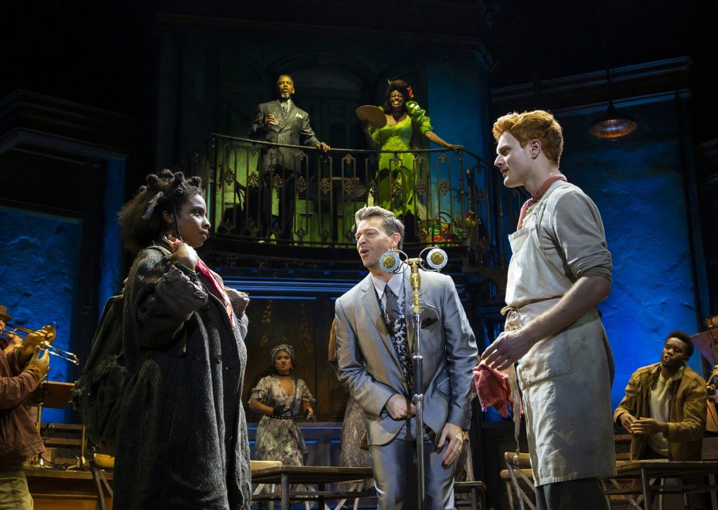 (L-R Clockwise) Kevyn Morrow, Kimberly Marable, Nicholas Brasch, Levi Kreis and Morgan Siobhan Green in the "Hadestown" North American Tour - Photo by T Charles