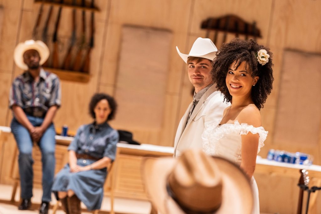 L-R Sean Grandillo, Sasha Hutchings and the company of the national tour of "OKLAHOMA!" - Photo by Matthew Murphy and Evan Zimmerman for MurphyMade