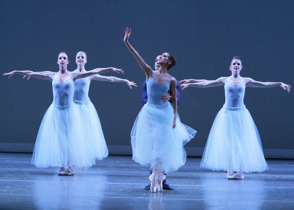 Los Angeles Ballet - Melissa Barak (center) in Balanchine's "Serenade" - Photo by Reed Hutchinson
