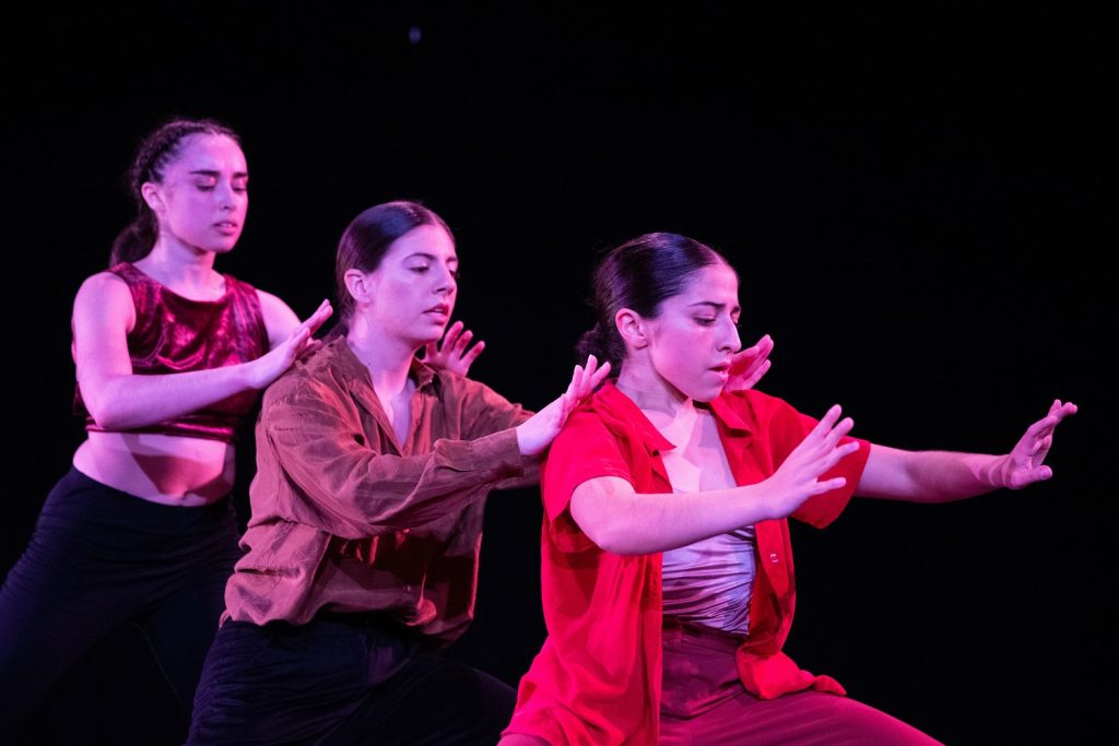 Imprints Dance Company - Halie Donabedian, Lexi Amundarain, Julia Gonzalez in Hannah Millar's "Let Us Bleed, Then Heal" - Photo by Maya Gorman
