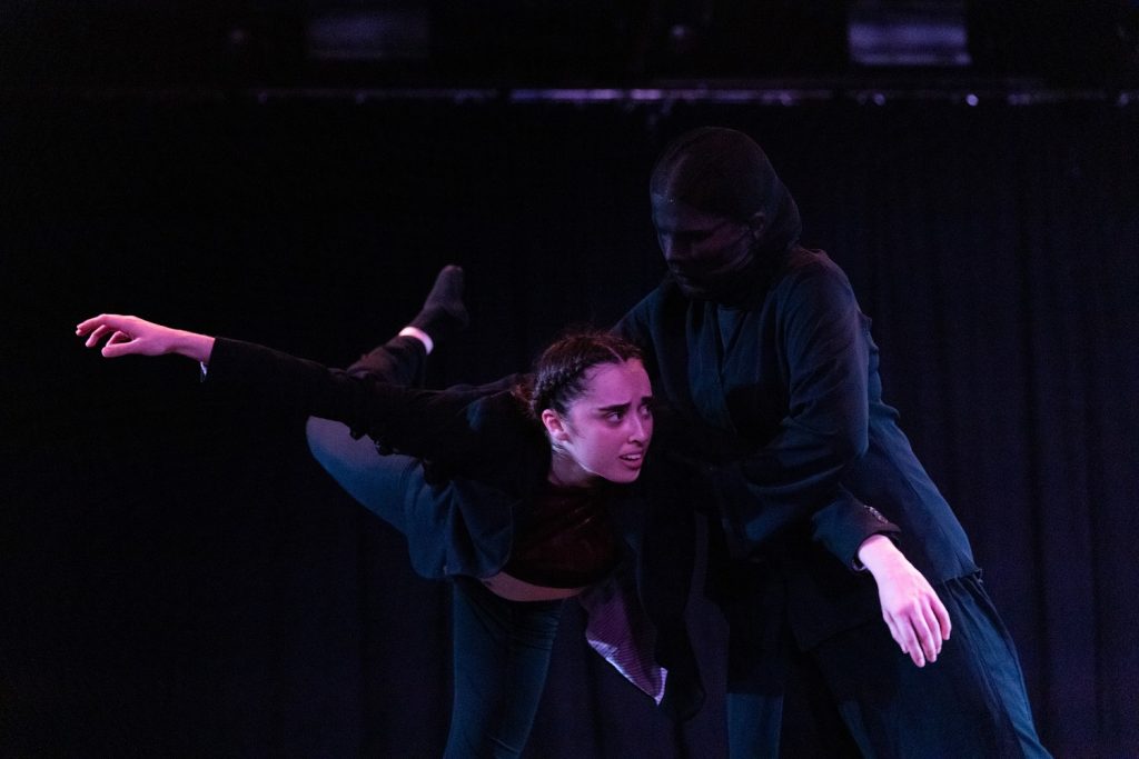 Imprints Dance Company - Halie Donabedian and Jordyn Maxfield in Hannah Millar's "Let Us Bleed, Then Heal" - Photo by Maya Gorman