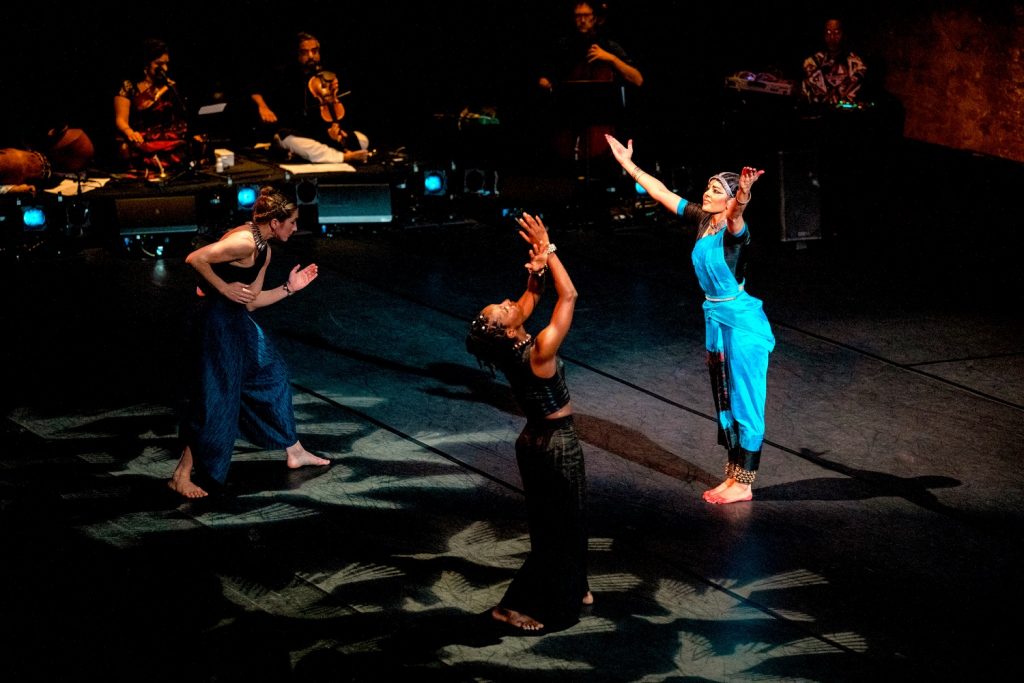 "Let the Crows Come" - (L-R) Berit Ahlgren, Alanna Morris, Ashwini Ramaswamy (choreographer) - Photo by Jayme Halbritter