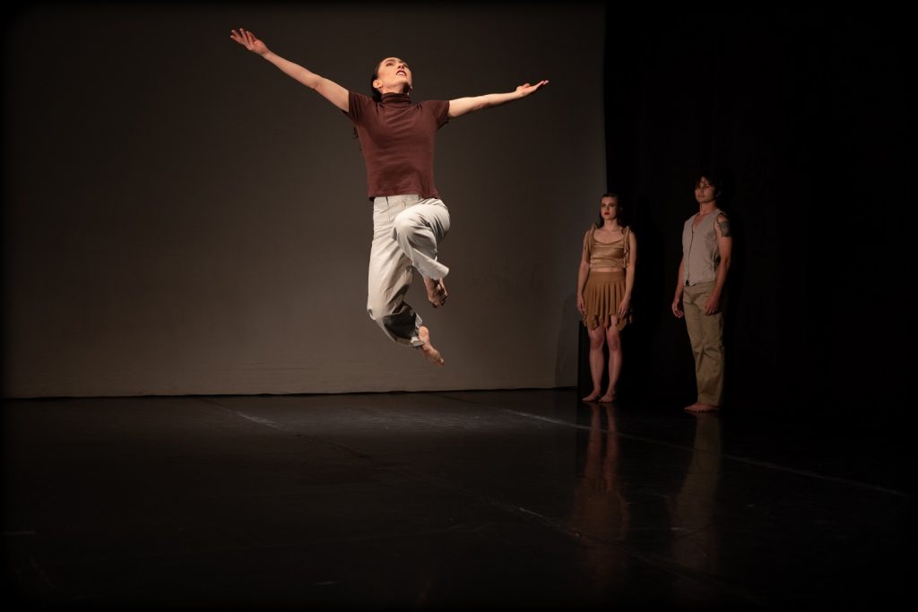 LA Dance Festival 2023 - Julienne Mackey (in air), Denali Huff, and Jack Ironstone in Deborah Brockus' "Song of Myself – American Voices" - Photo by Denise Leitner