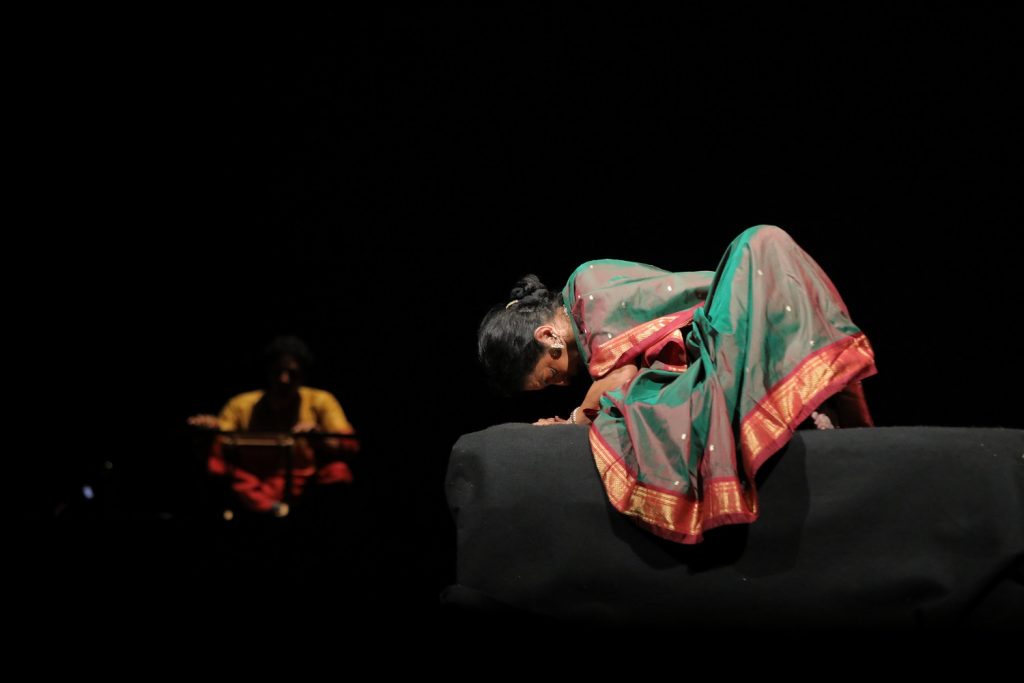 Arpana Dance Company - (L-R) Aashray Harishankar, Ramya Harishankar in "Bhumika, a mother's lament" - Photo by Gunindu Abeysekara