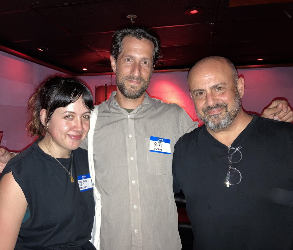 (L-R) Maya Knell (who plays Barbara Gittings), Mikel Farber (who plays Ron Gold) and playwright-director Dahn Hiuni - Photo by Peggy Burt