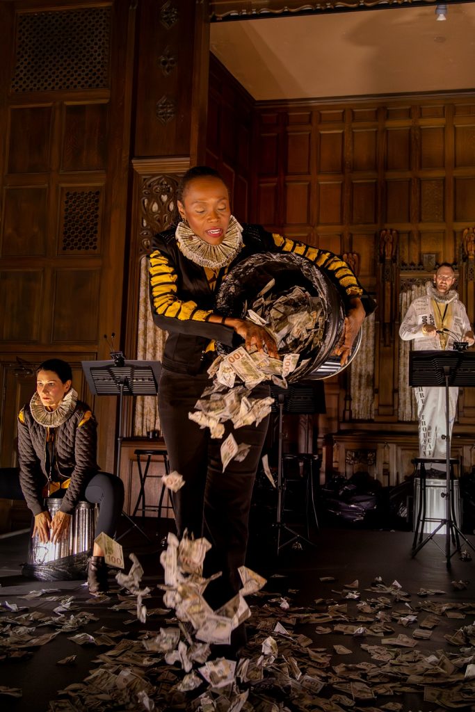 theatre dybbuk - Merchant of Venice - L>R Julie A. Lockhart, Inger Tudor, Joe Jordan - Photo by Taso Papadakis