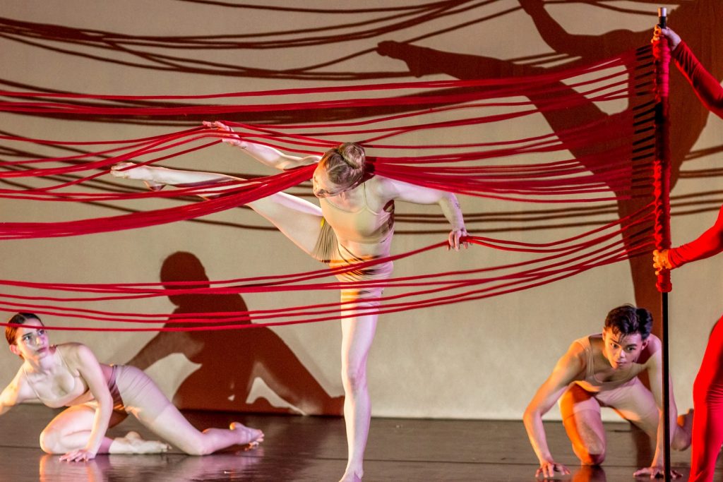 NEDT - L>R Tara Aghaian, Ashleigh Doede, Marco Tacandong in Nancy Evans Doede's "Seeing Red" - Photo by Ayame Orlans