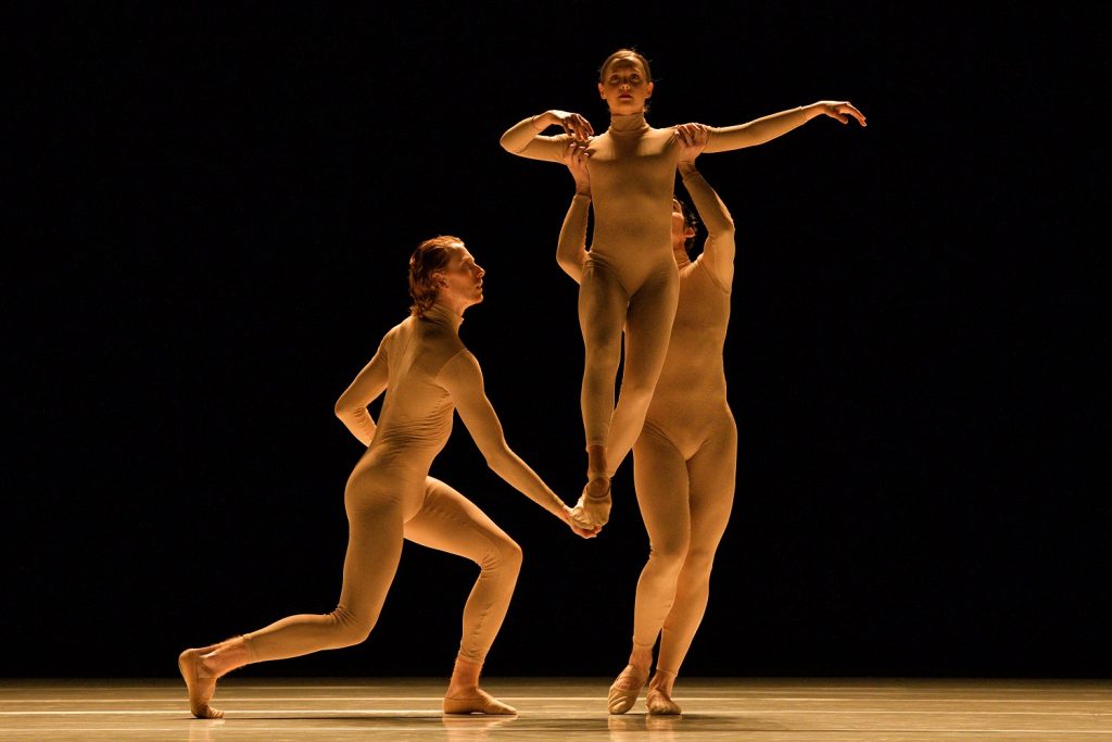 Ballet BC dancers Zenon Zubyk, Rae Srivastava, and Sarah Pippin in Medhi Walerski's "GARDEN" - Photo © Michael Slobodian