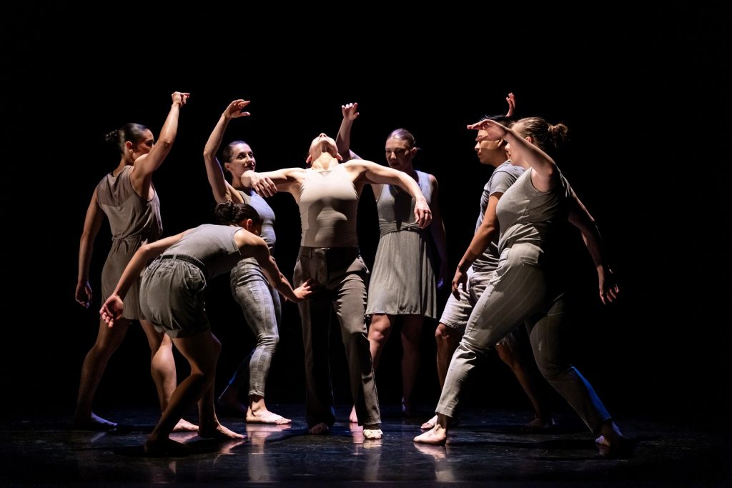 Leann Alduenda (center) with FUSE Dance Company in "A State of Presence" by Joshua D. Estrada-Romero - Photo by Skye Schmidt